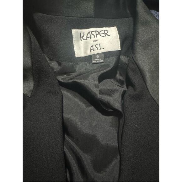Kasper black blazer 100% wool button front 6 - Picture 6 of 8